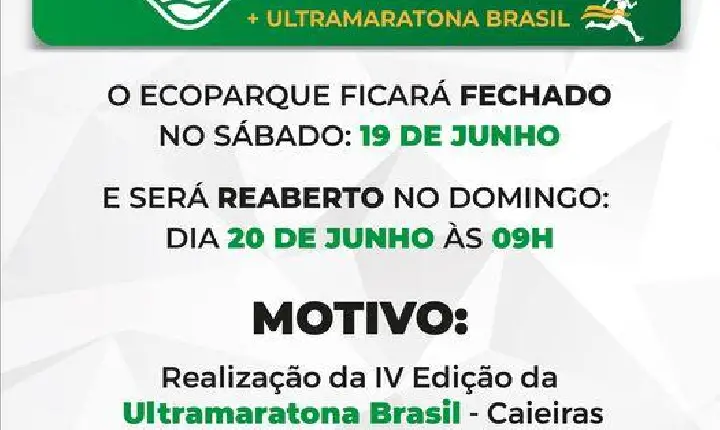 Fechamento do Ecoparque dia 19 de junho